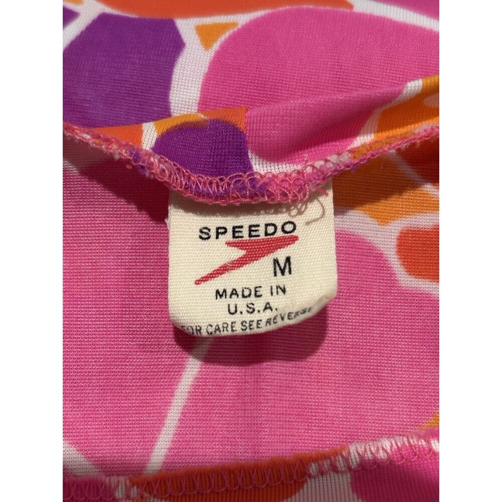 SPEEDO Vntg 70s Nylon Psychedelic Mod Orange Pink Floral Coverup Mini Dress XS - Picture 5 of 6